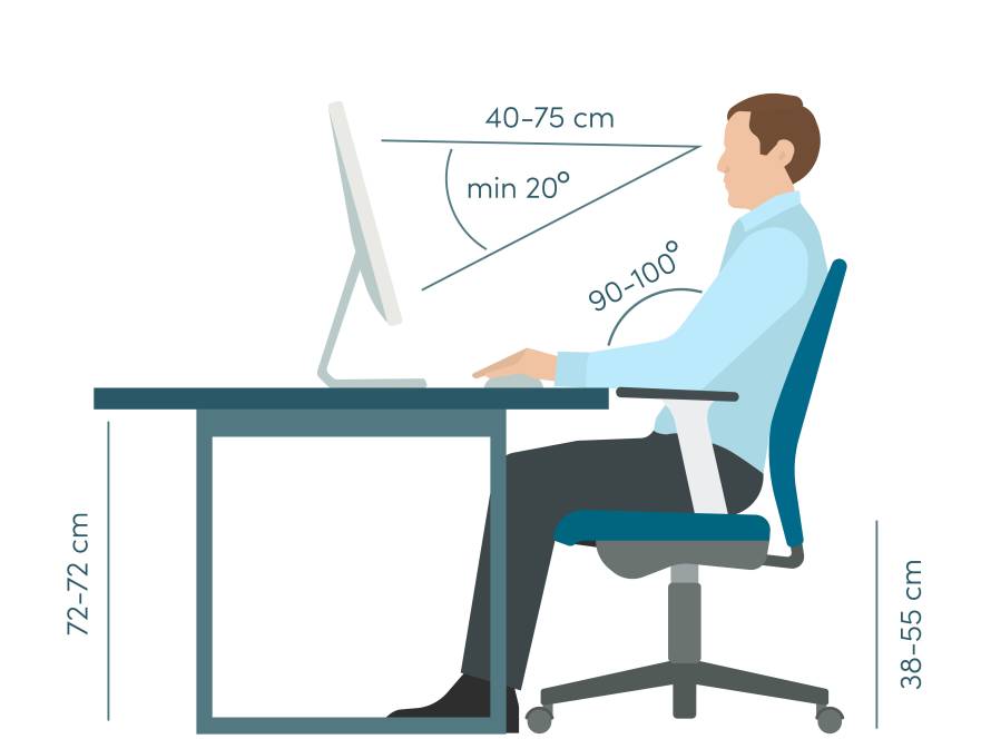 Correct Back Sitting Position Infographic. Man Sit On Chair Vector Illustration
